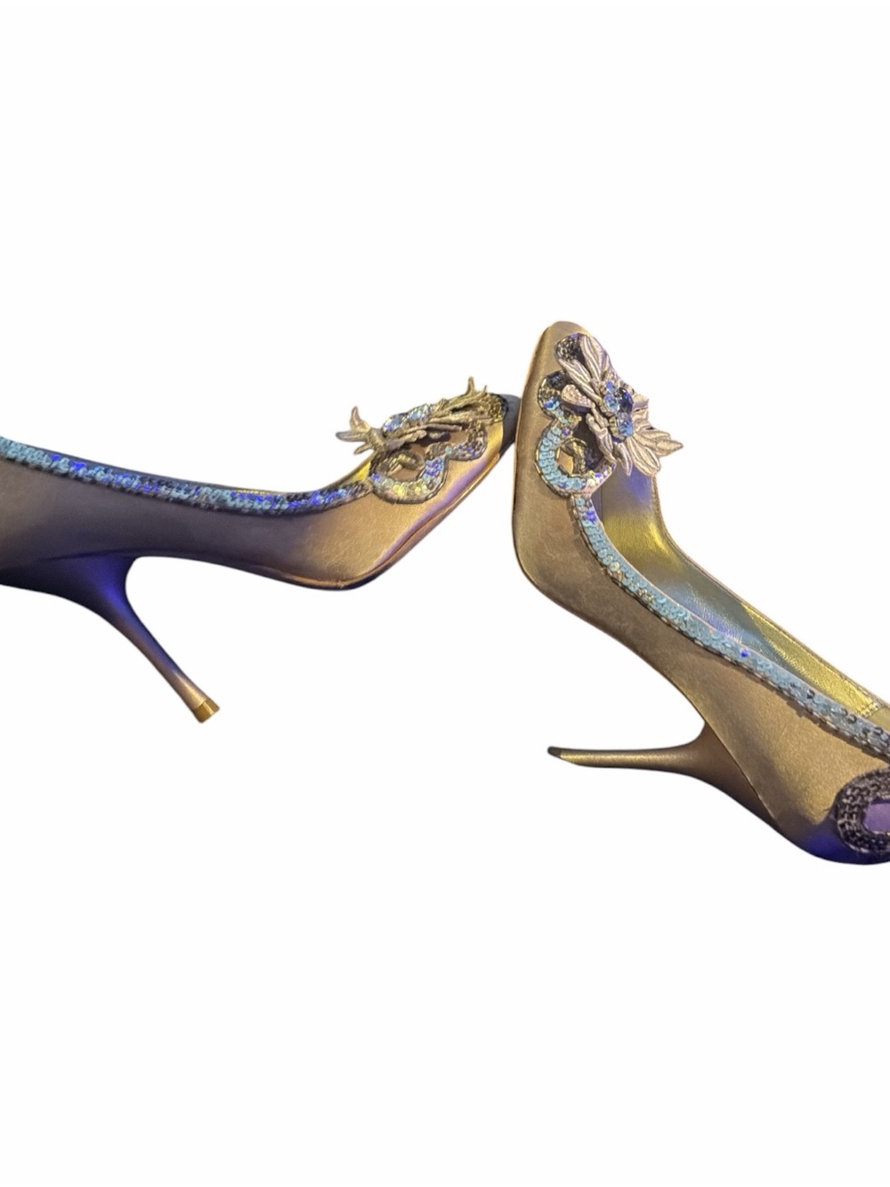 Karen Millen Metallic Gold Embellished Stiletto Pumps